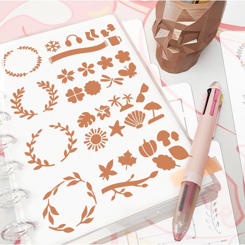 Resflyar 16 PCS Journal Stencils Planner Stencils for Bullet Junk Journal Notebook Diary Scrapbook DIY Drawing Template Journal Stencil 5.7 x 8 Inch - Image 4